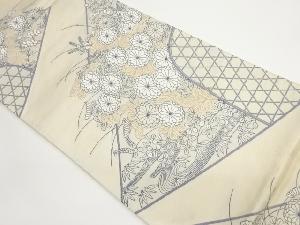 リサイクル　菊に萩・籠目模様織出し袋帯